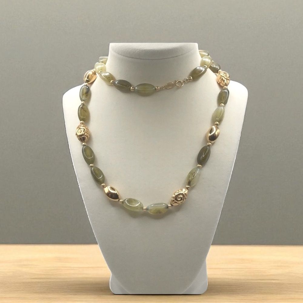Vintage Napier Green and Gold Beaded Necklace